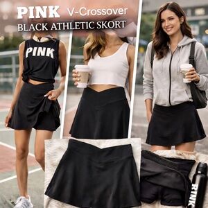 Victoria's Secret PINK Cotton V-Crossover Athletic Skort Black Large
